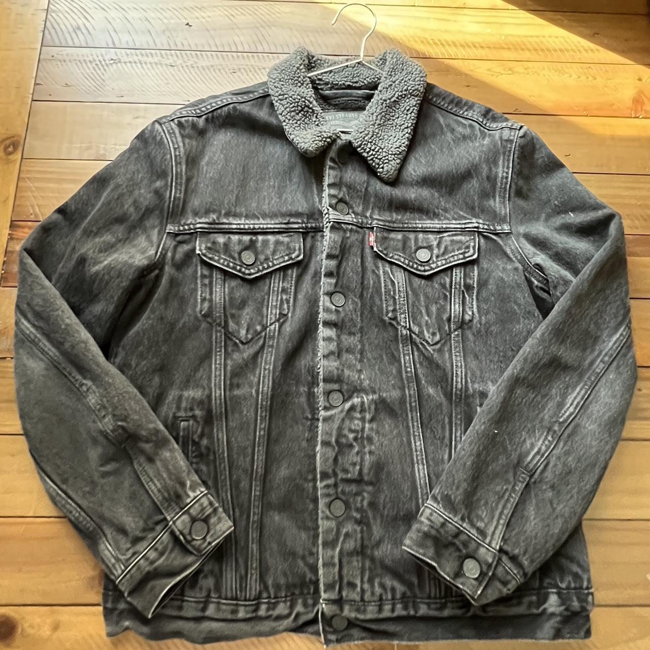 vintage levi's denim jacket with big patch on the - Depop