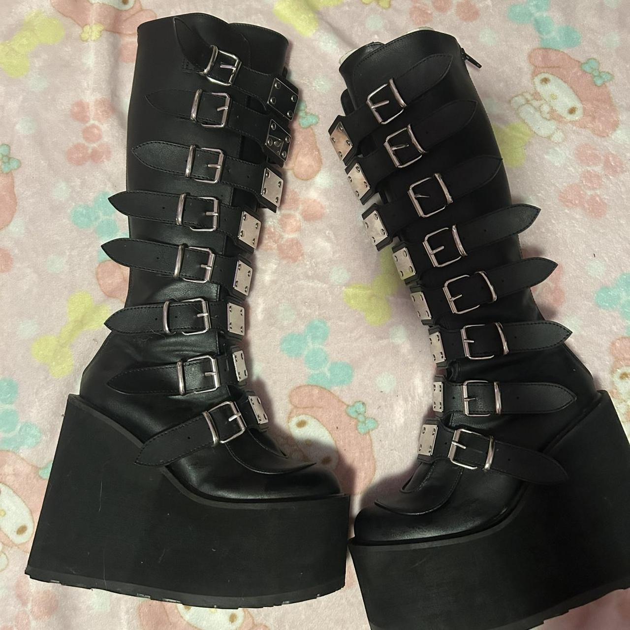 Demonia Women's Knee high Boots - Black - US 8 – … - image 1