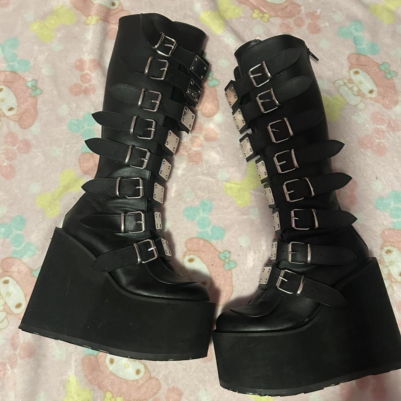 Demonia Women's Knee high Boots - Black - US 8 – … - image 2