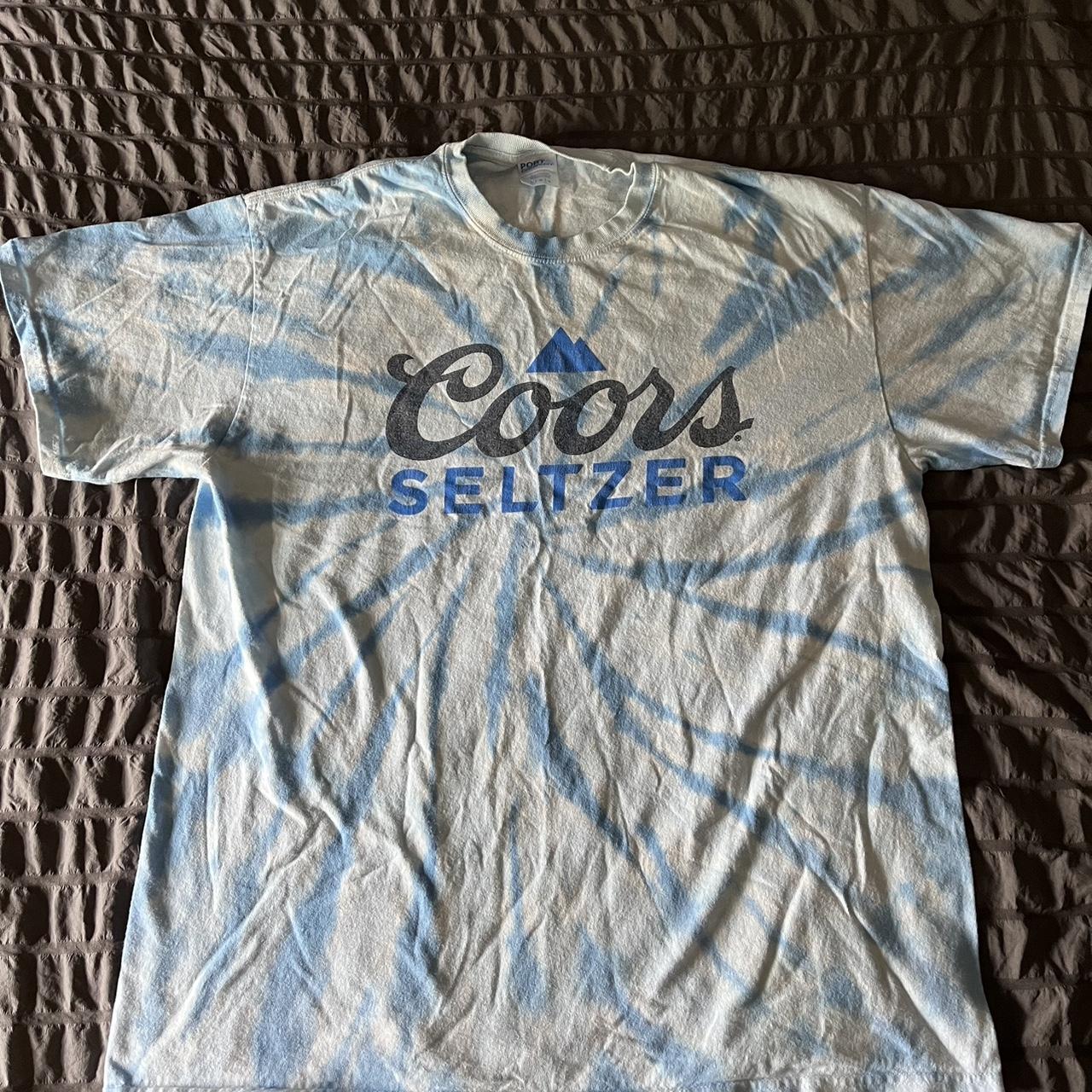 Tiedyed blue & white Coors Seltzer shirt Size... Depop