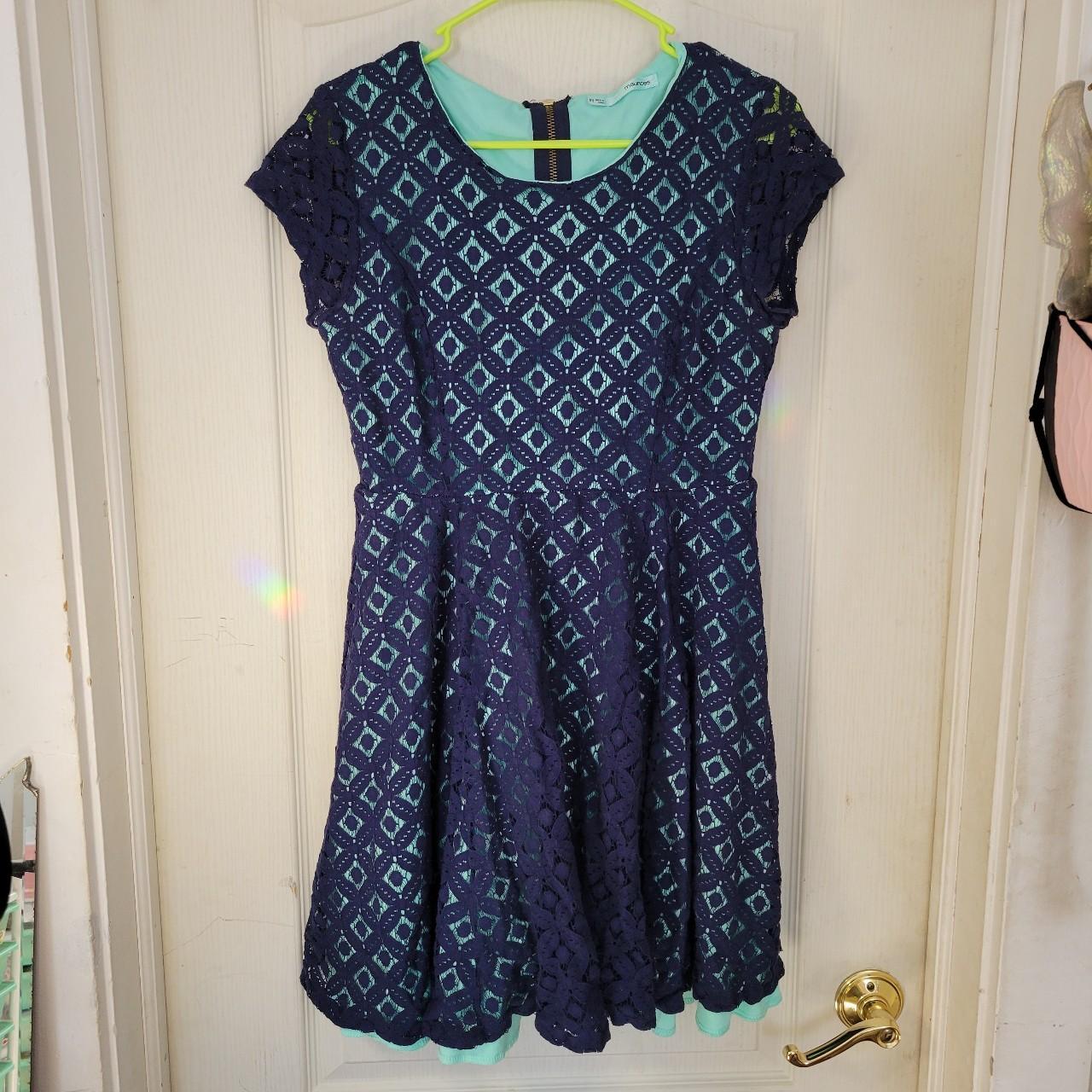 Maurices Women's Blue and Navy Dress | Depop