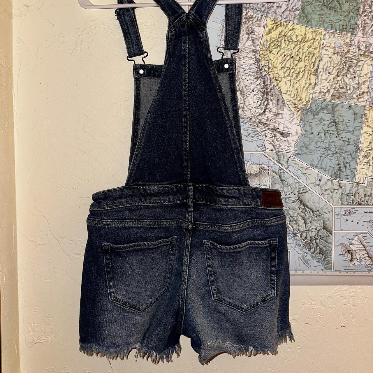 Hollister blue denim boyfriend short overalls 💙 Size S Depop