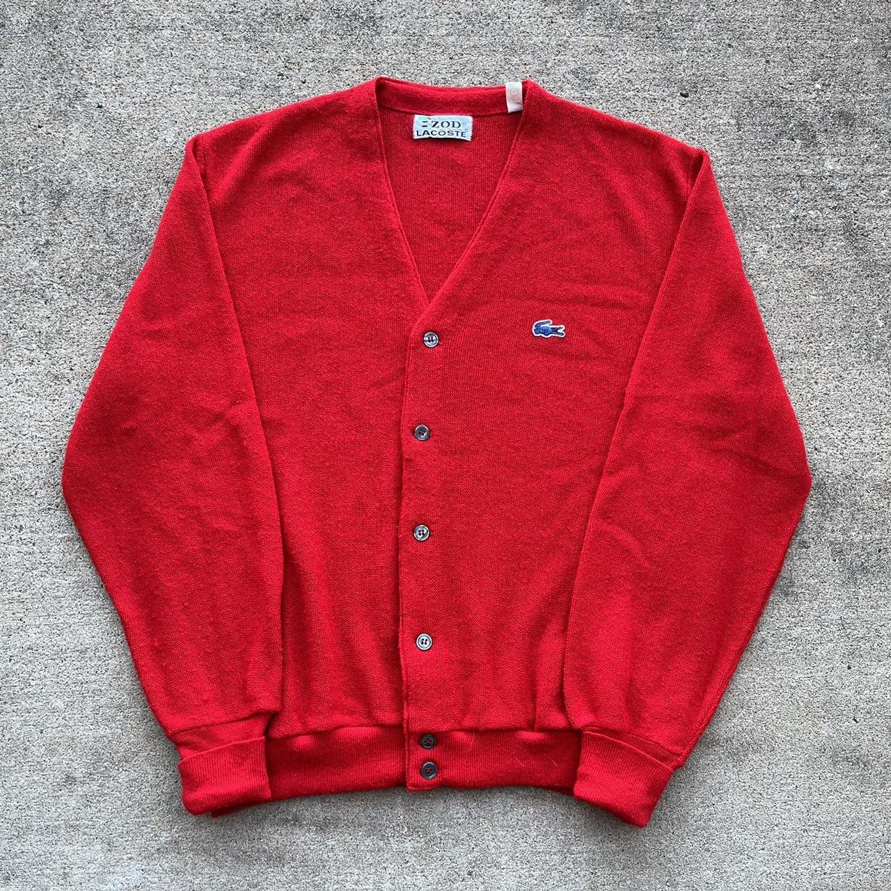 Vintage 1970s Izod Lacoste Red Orlon Acrylic... - Depop