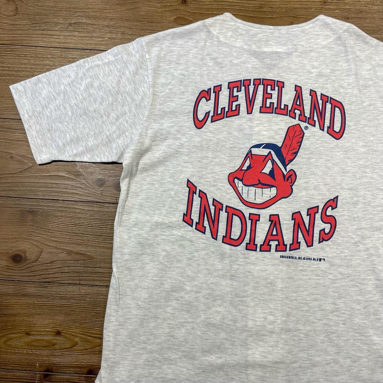 Vintage Cleveland Indians V Neck Style T Shirt Sz - Depop