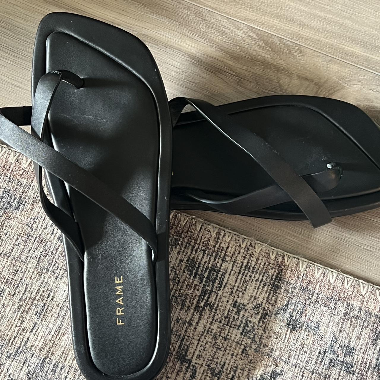 Frame Women's Black Sandals Depop