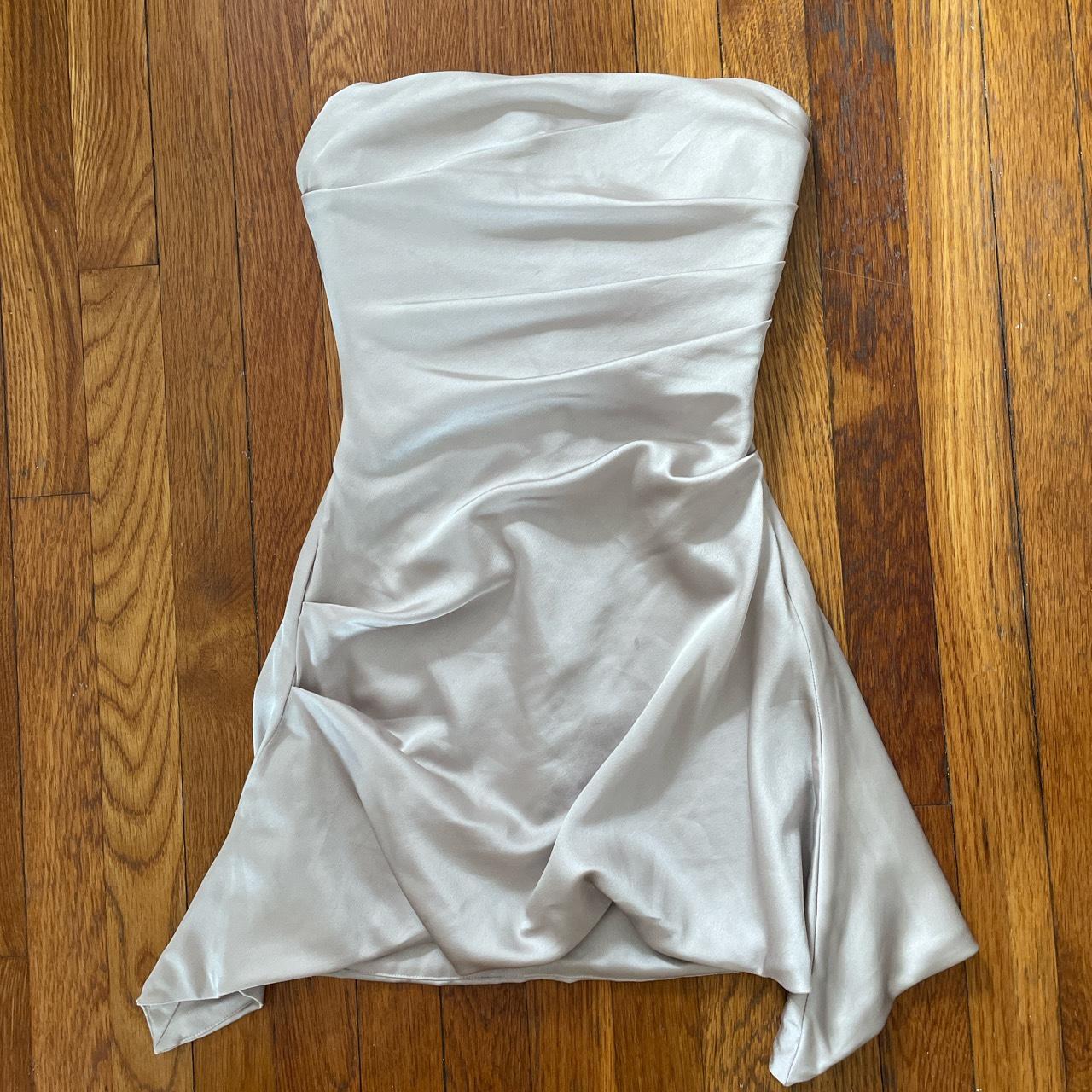 House of cb jasmine satin corset dress in oyster... Depop
