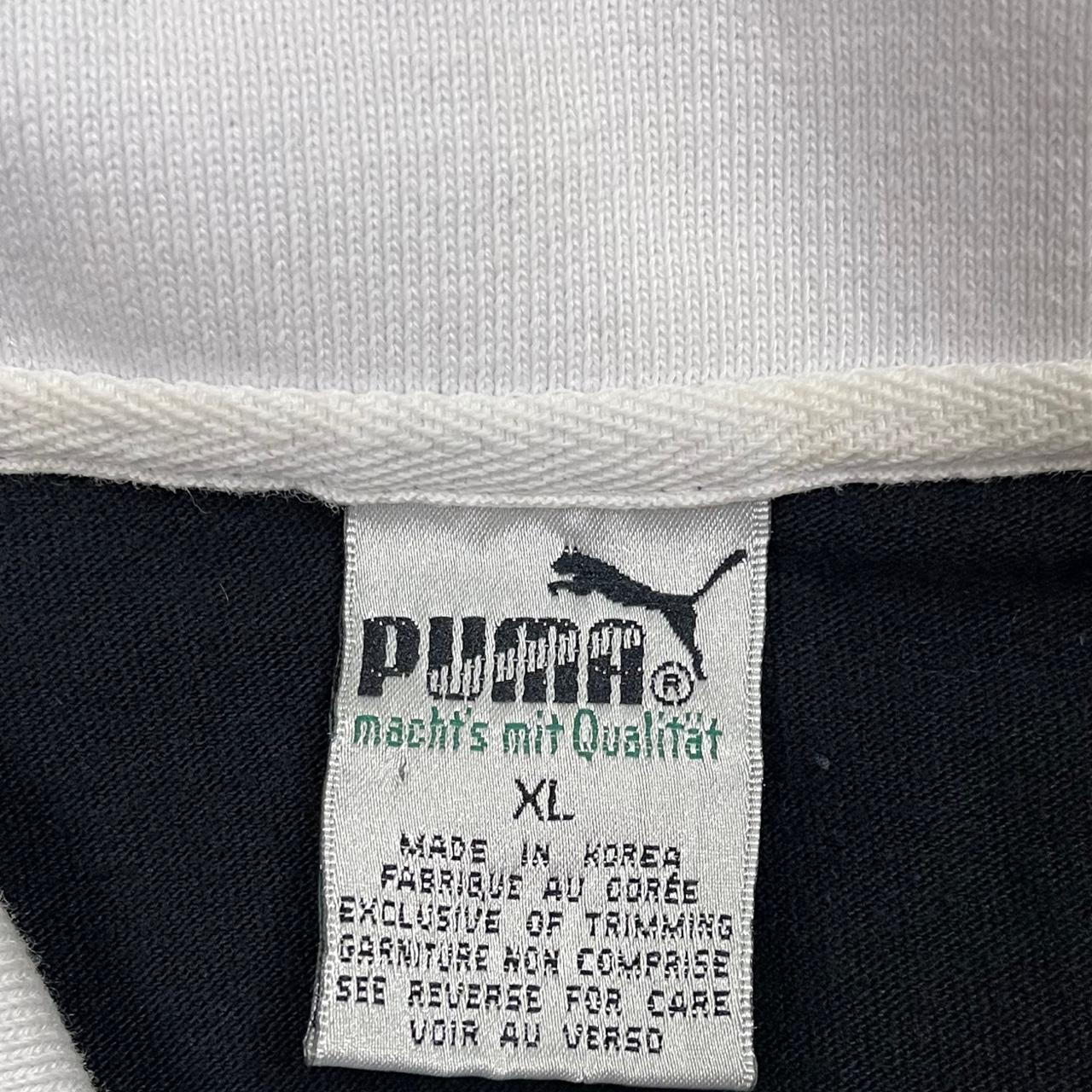 Black 90s/Y2K era vintage polo shirt with white... - Depop