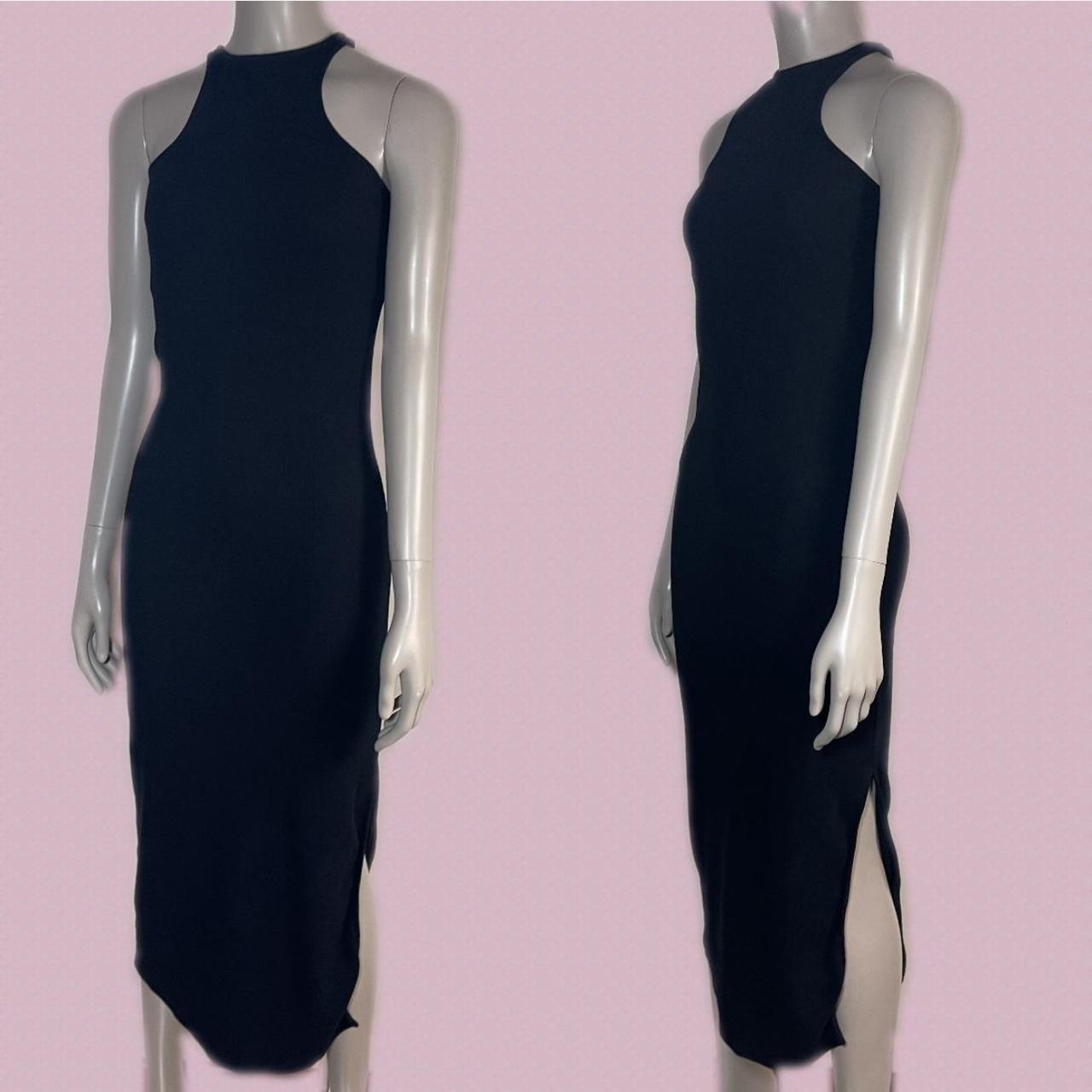 Long black ribbed form fitting midi Bodycon dress. Depop