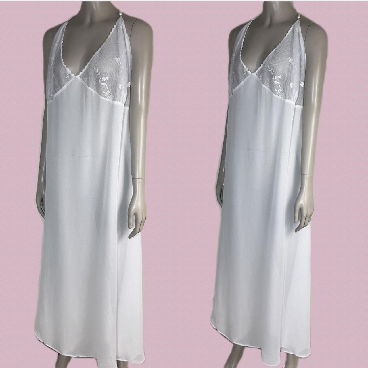 Vintage white full length slip dress nightgown with Depop