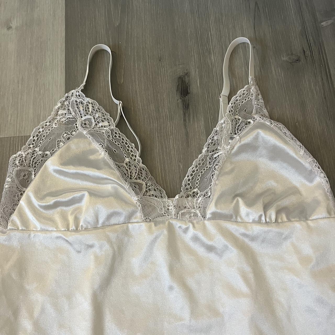 vintage white lace lingerie slip dress with... - Depop