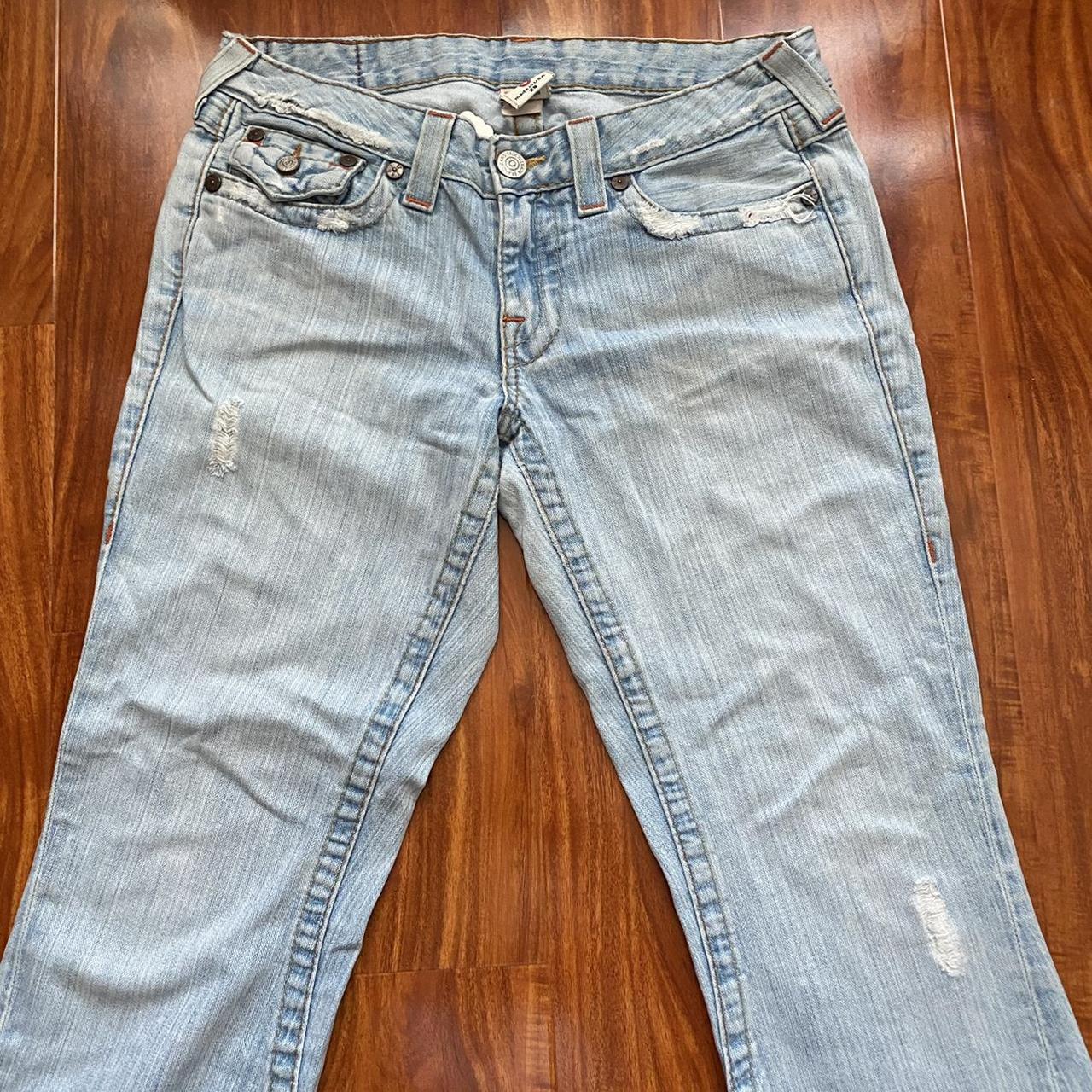 true religion low rise flare jeans adore the back... - Depop