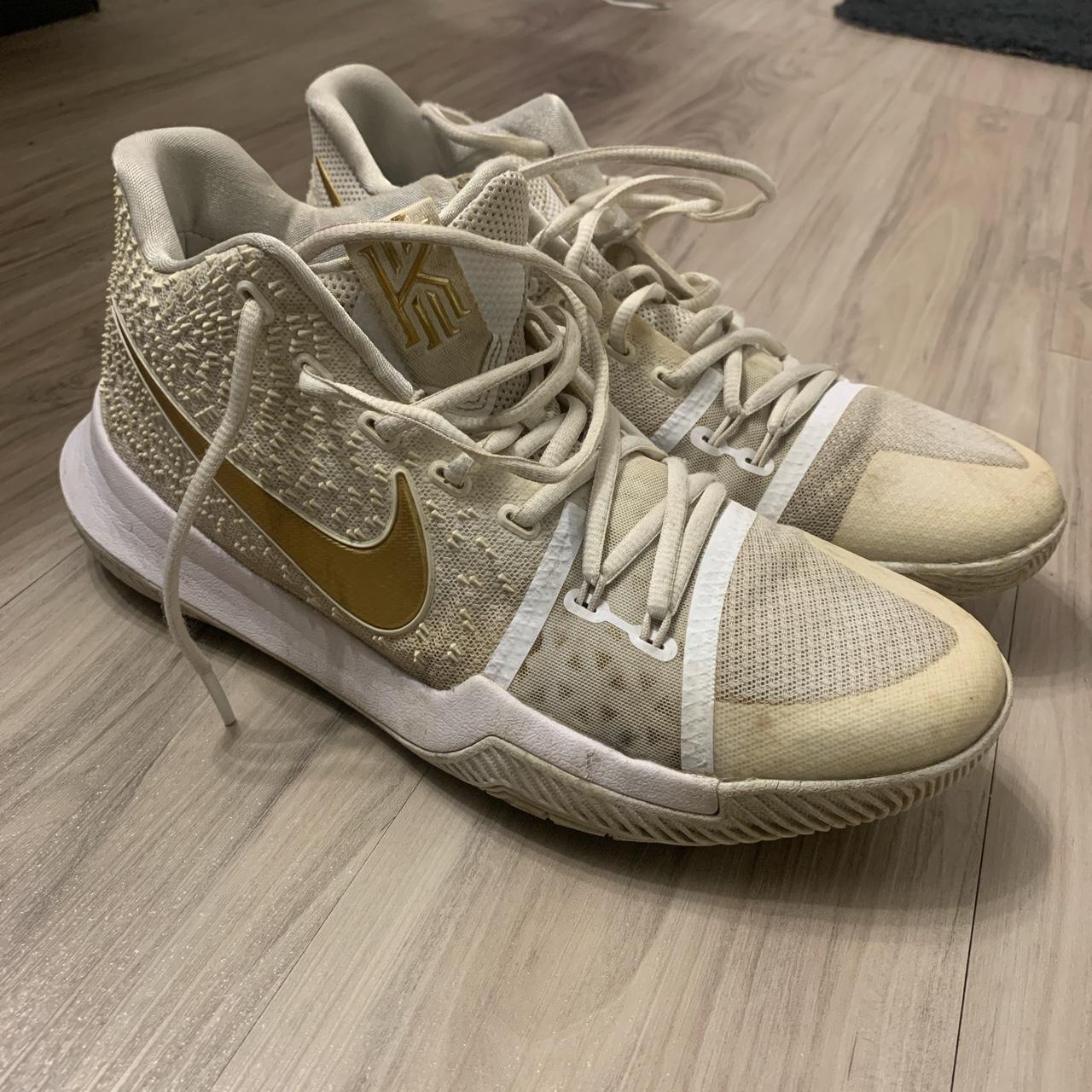 mens white and gold nike shoes