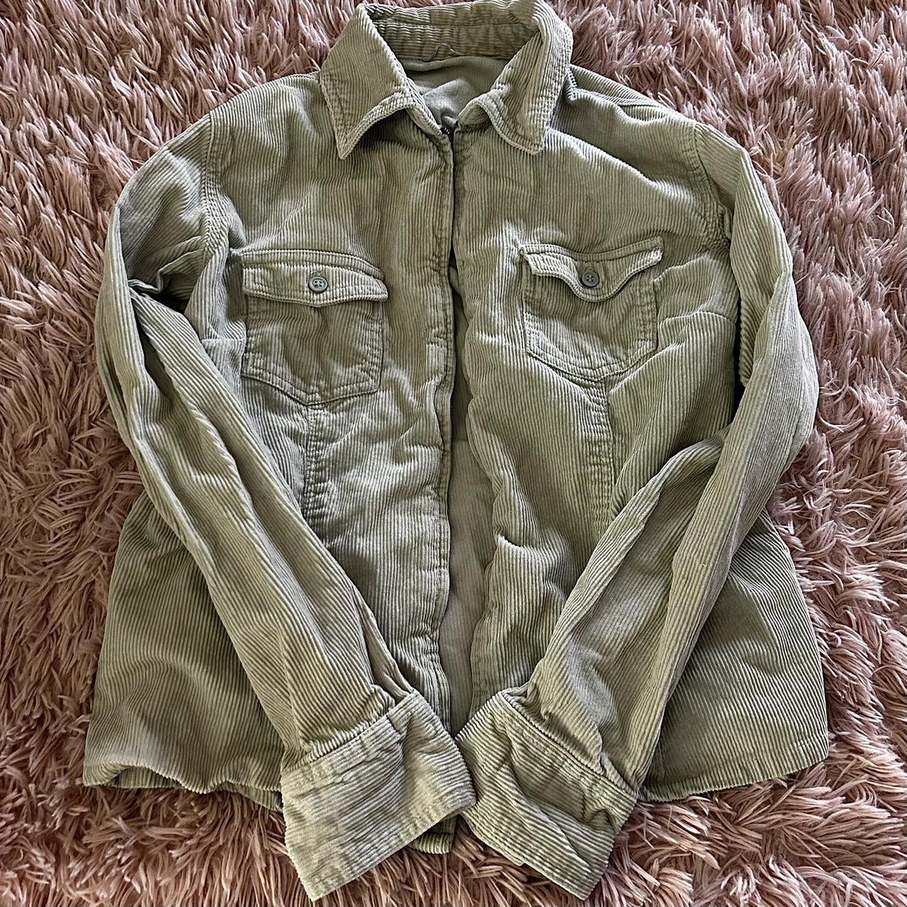 corduroy button jacket with pockets cute and... - Depop