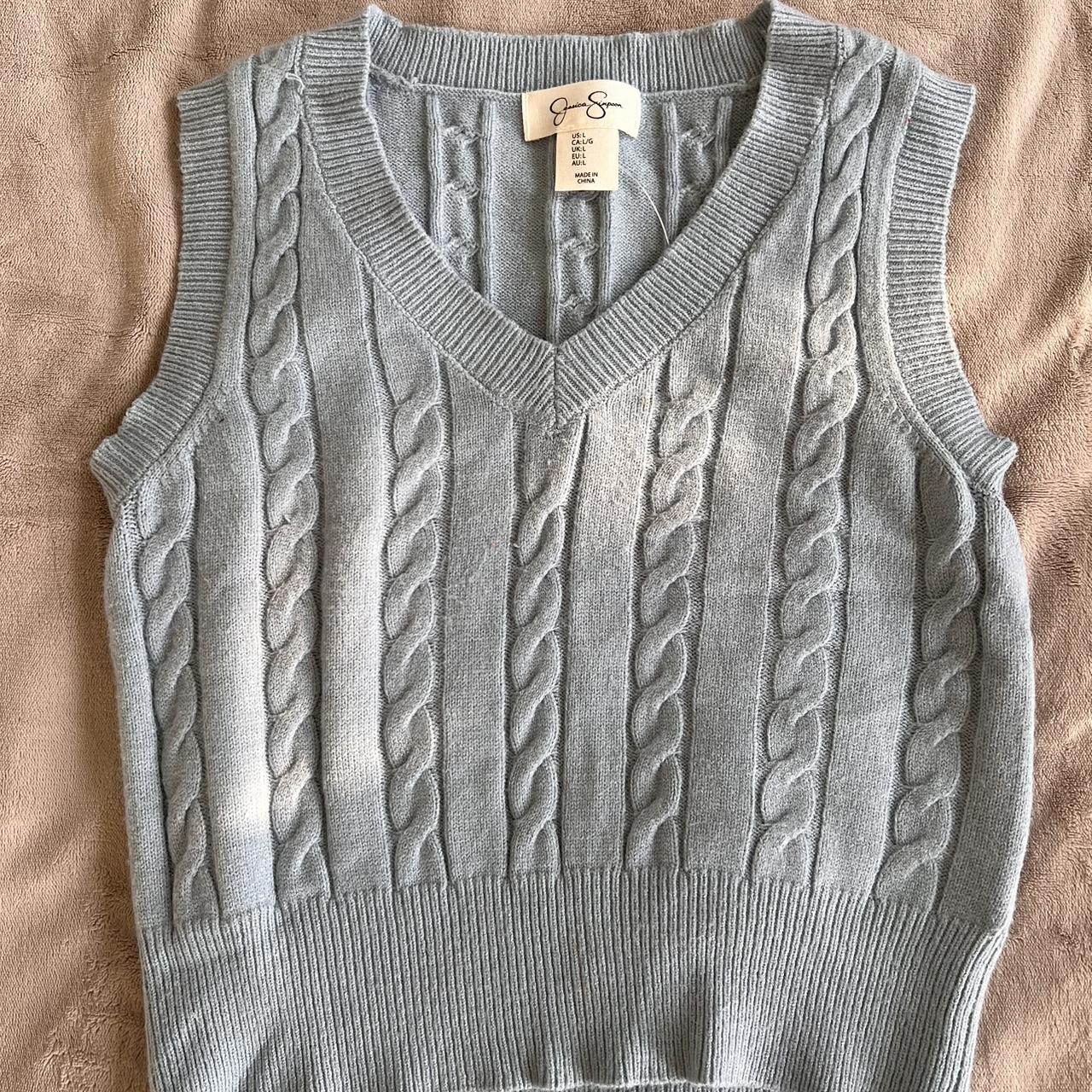 Baby blue sweater vest (fits like a s/m)... Depop