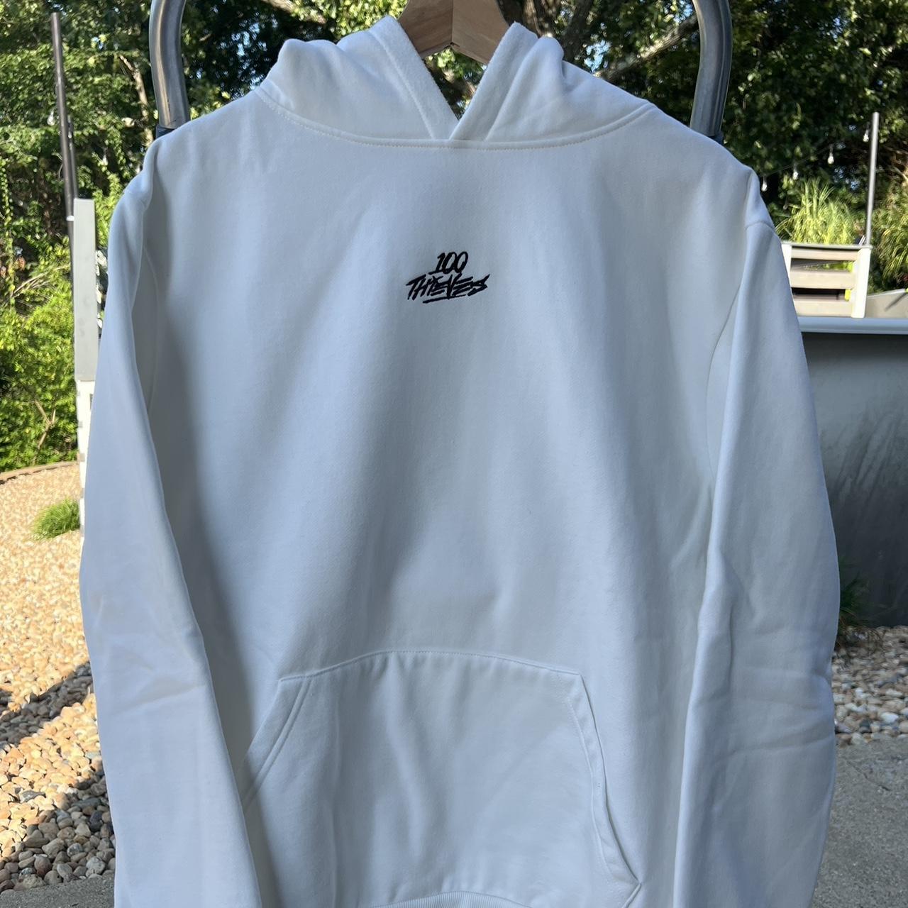 100 Thieves Hoodie in white, L tag Only sign of... - Depop