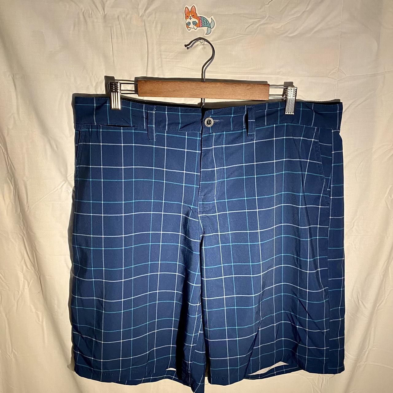 OP Stretch Blue Plaid Board Shorts (36 Waist) They... - Depop