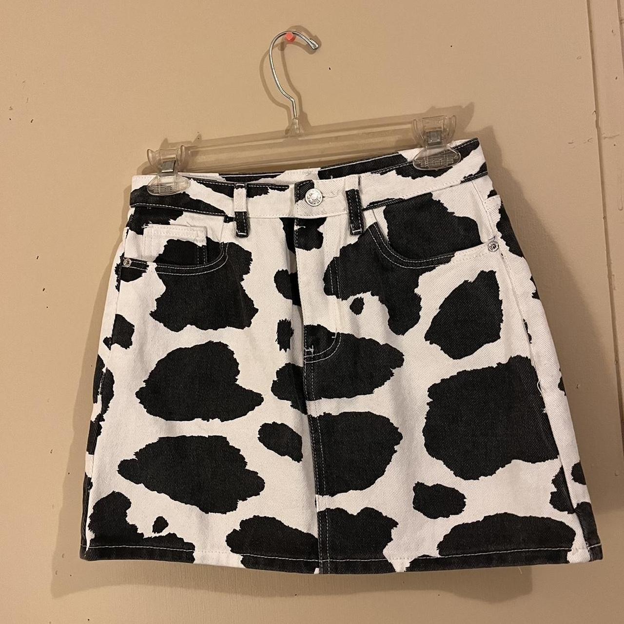 Cow print hotsell skirt denim