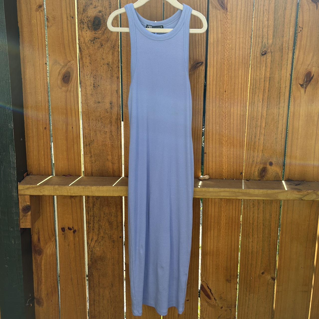 light blue ribbed bodycon Zara dress! it’s a size xs... Depop
