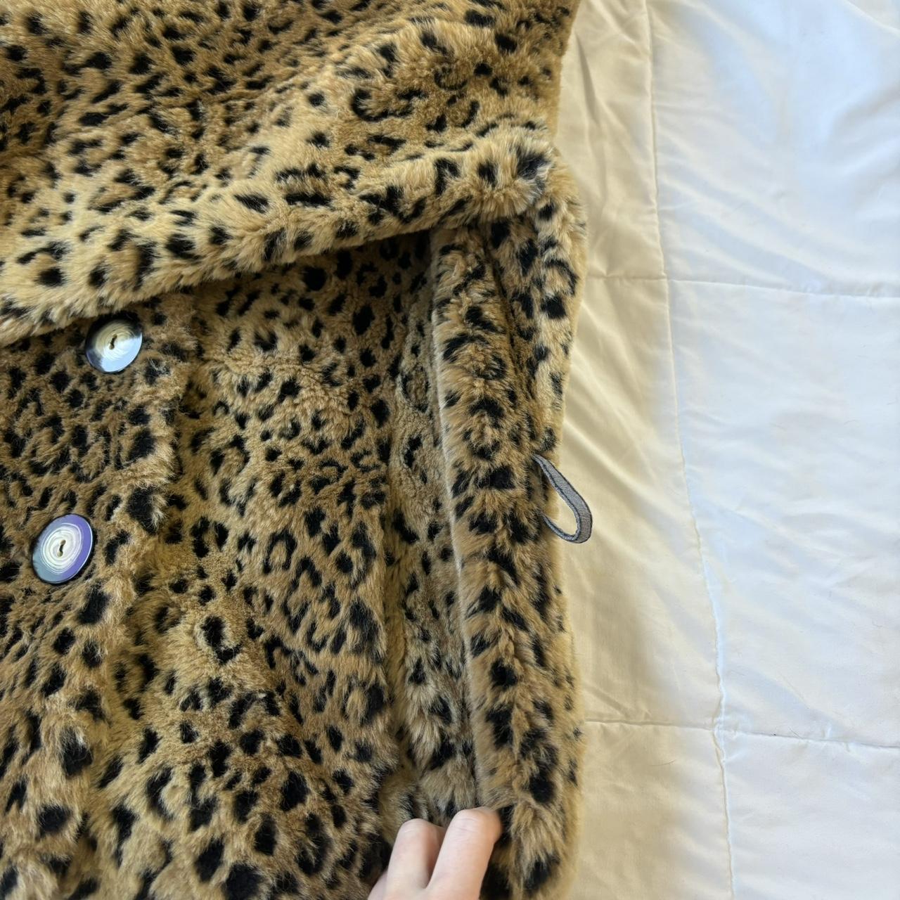 Vintage Esprit Faux Fur Leopard Print Jacket Size Depop