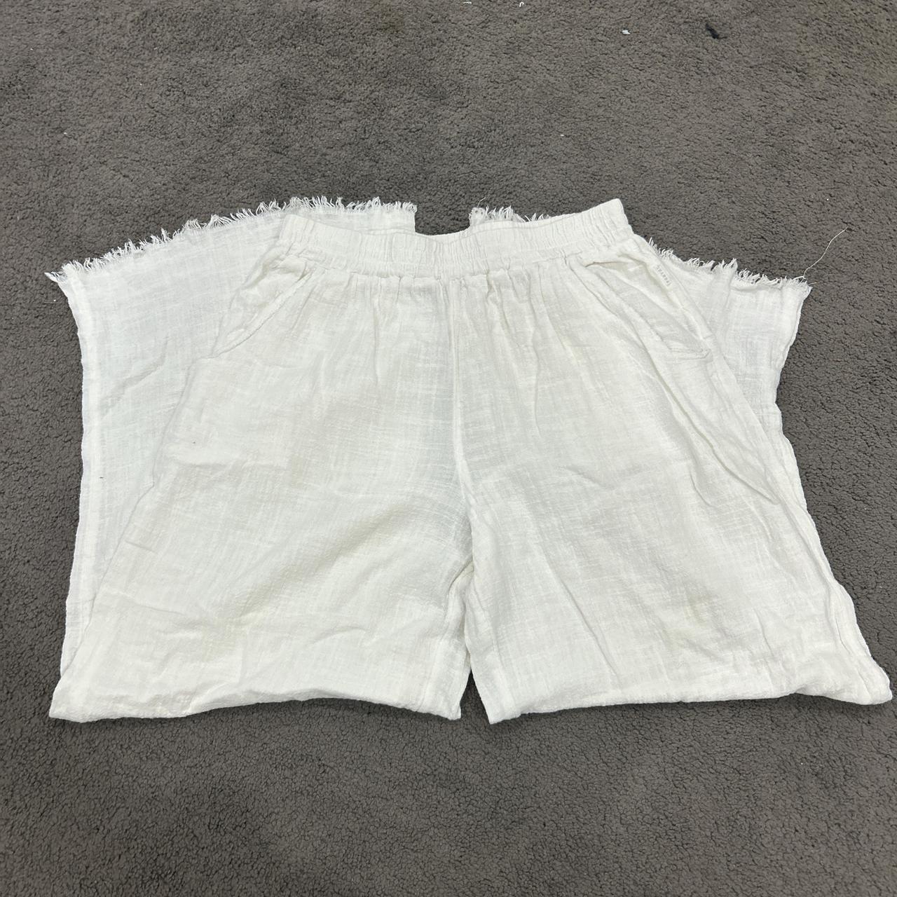 Ghanda White Linen Pants Flowy Fit Some Sun Depop