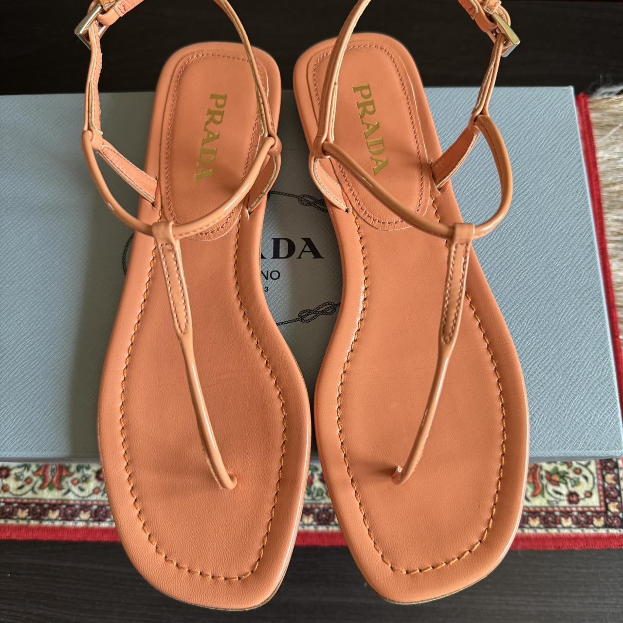 Prada thong sandals Salmon patent leather some wear. Depop