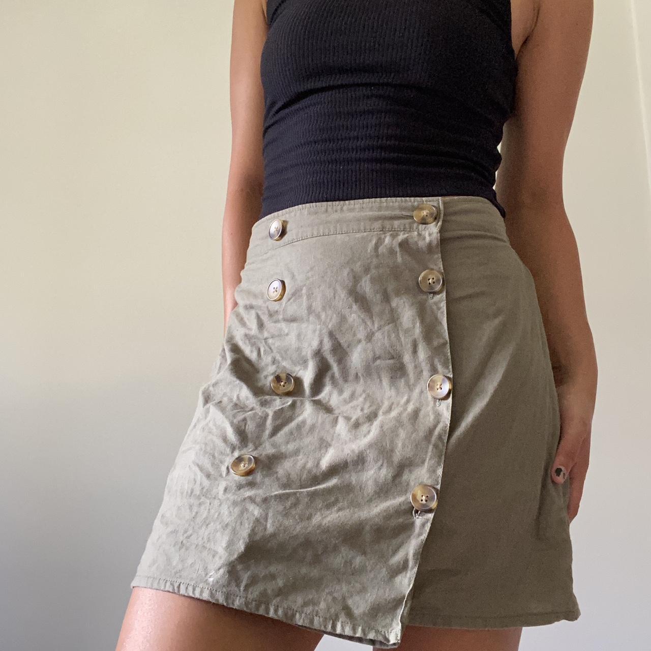 Khaki mini skirt with button detailing ADDITIONAL... - Depop