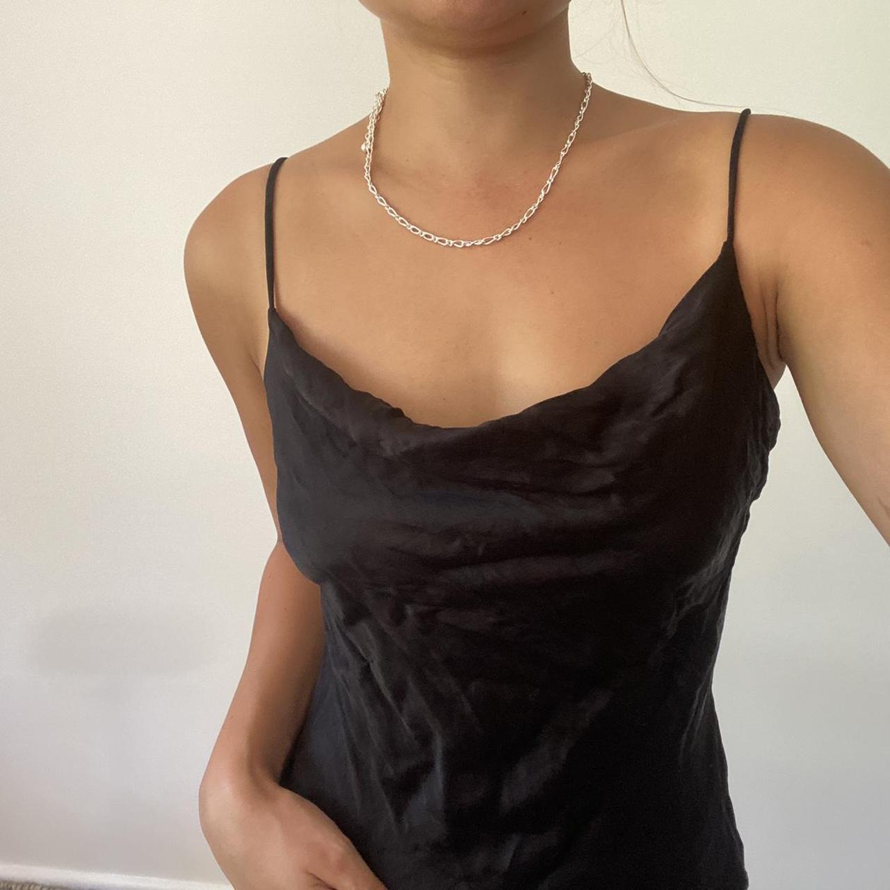 Dresses For Wedding Guest Zara Satin Cowl Neck Spaghetti Strap Top