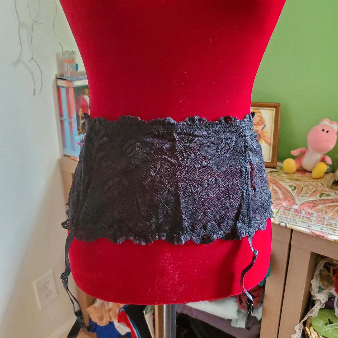 Black floral lace garter belt from Cacique! Includes... - Depop