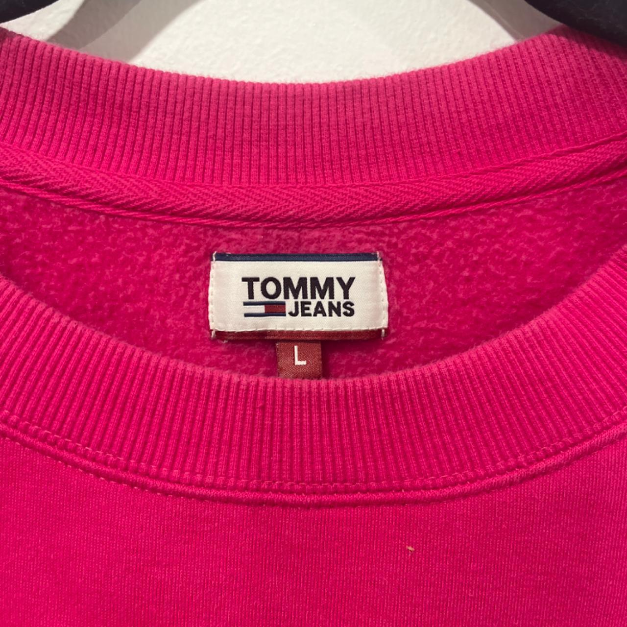Tommy Jeans Pink Sweater X1 small stain at the front - Depop
