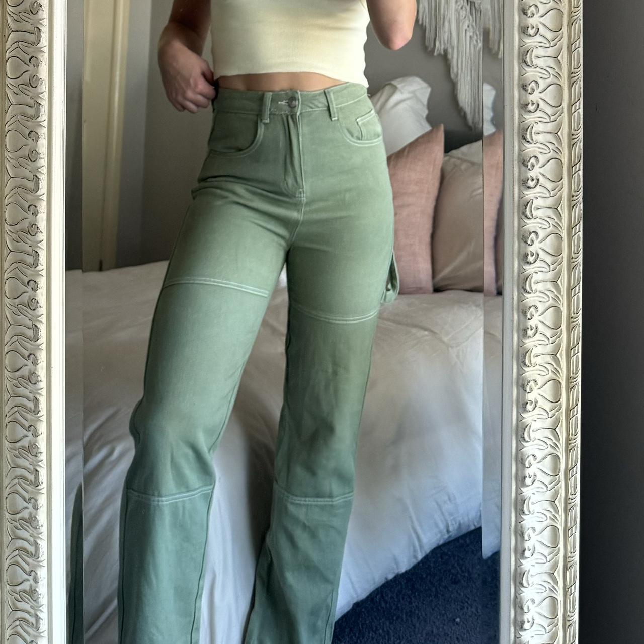 Sage green jeans Princess Polly Great condition,... Depop