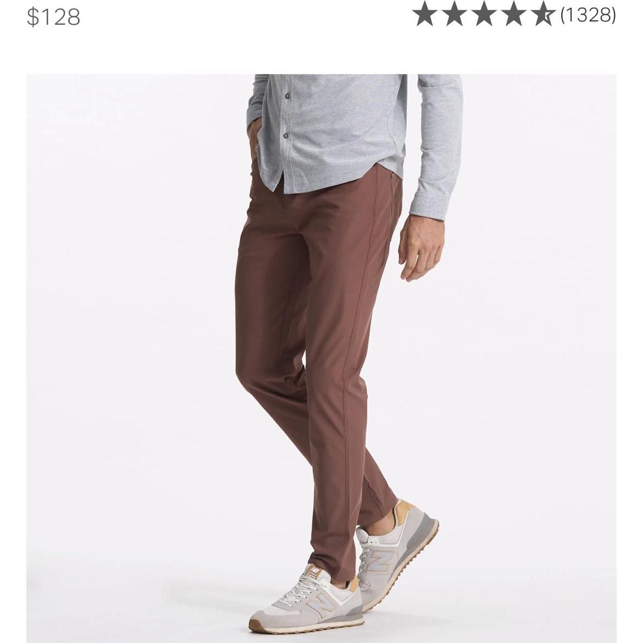 Vuori Men's Brown and Burgundy Trousers Depop