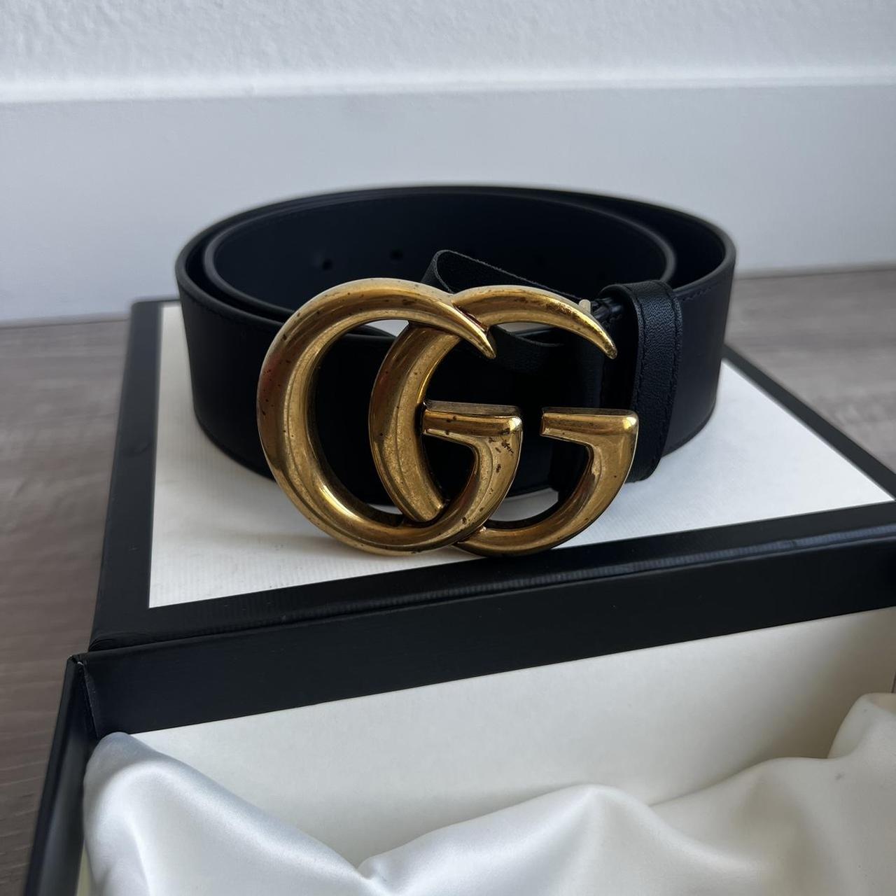 xs thick gucci belt. worn once. has marks on it from... - Depop