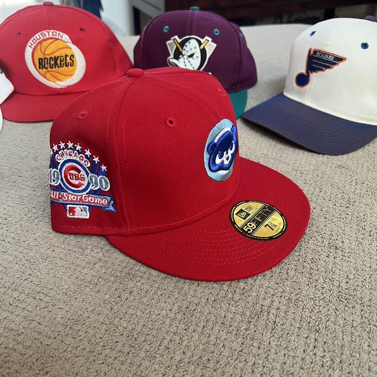 Chicago Cubs Hat Baseball Cap Fitted 7 1/2 Leather Vintage 80s