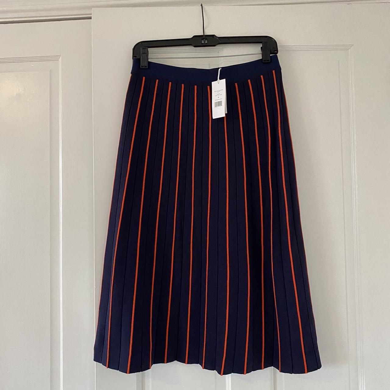 Tory Burch Women's Orange and Navy Skirt | Depop