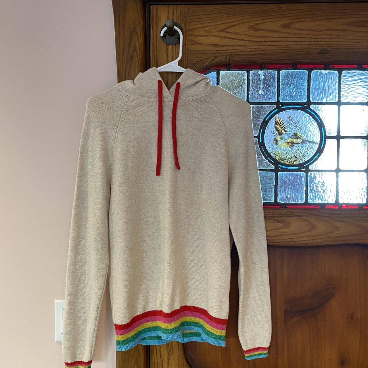 rainbow knit hoodie, adorable rainbow sweater with...