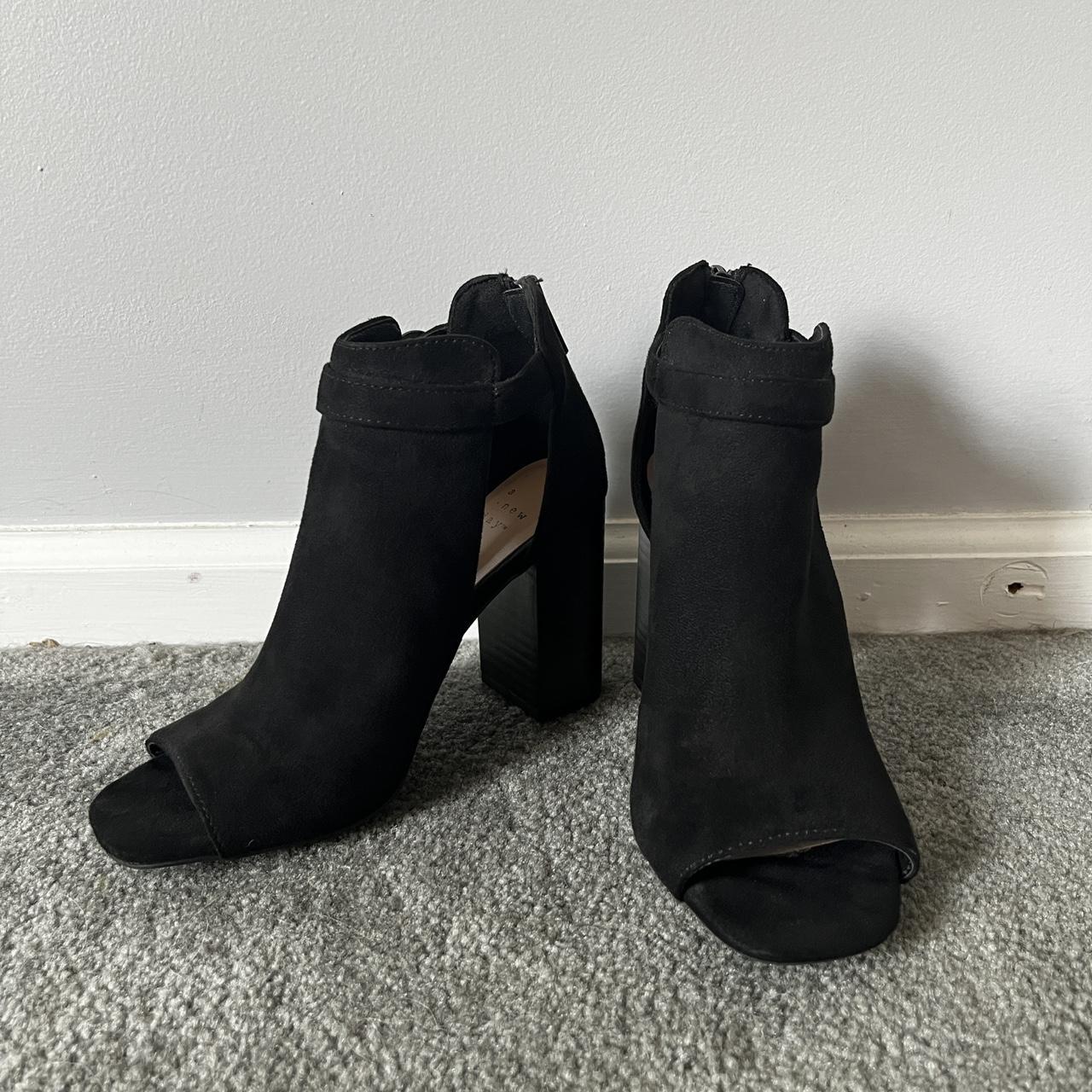 Peep toe sale open back booties