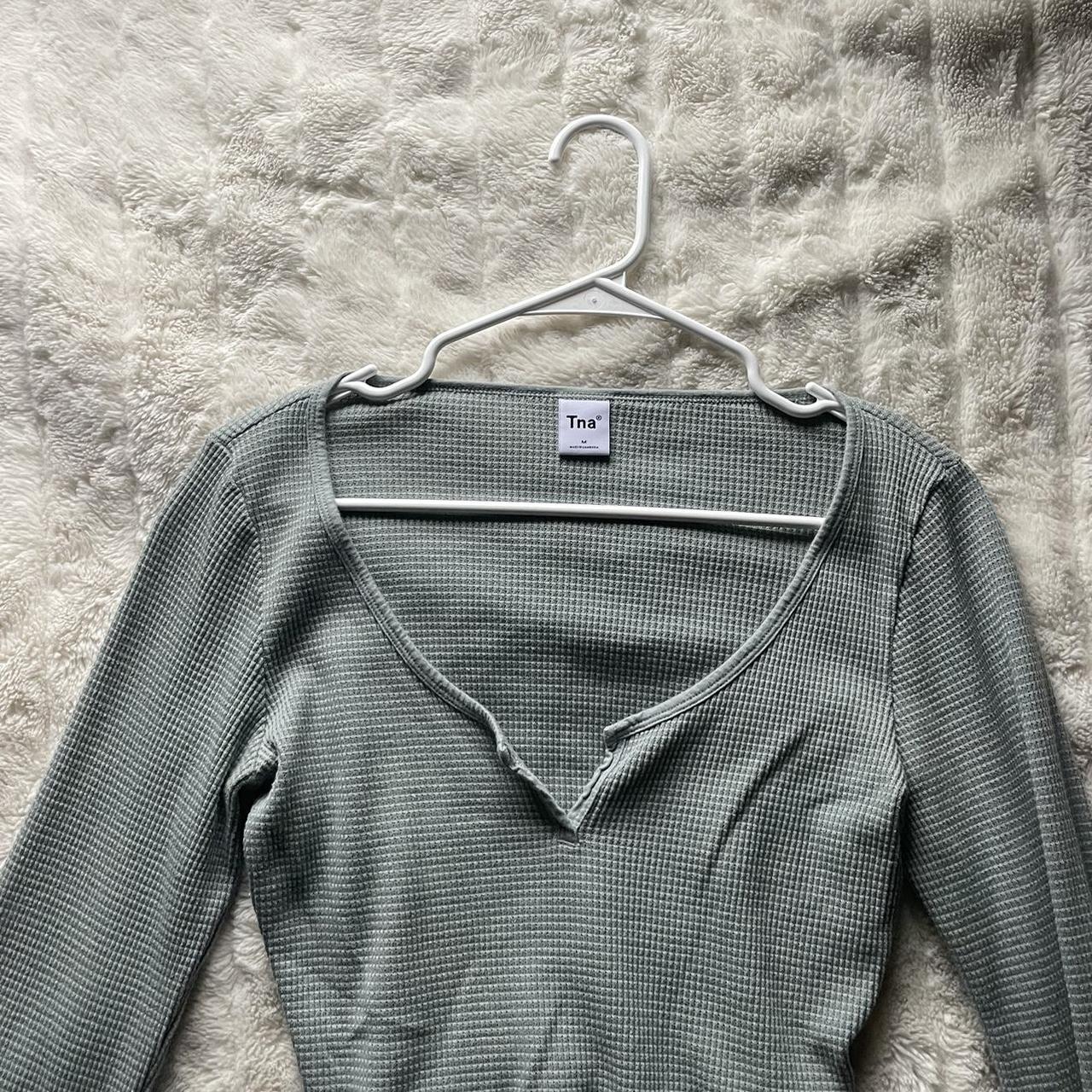 Aritzia Women's Green and Blue Croptop Depop