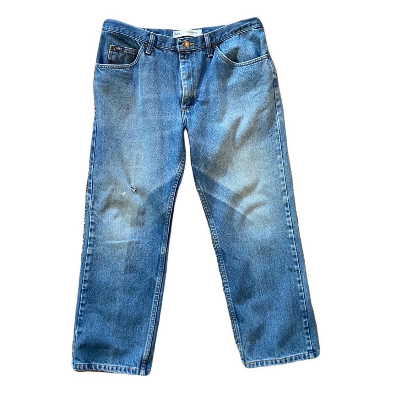 Vintage Lee Denim Jeans Vintage faded Lee regular... - Depop