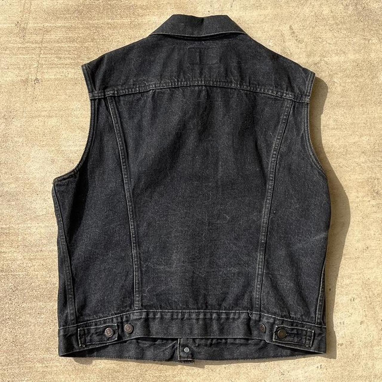 Vintage 80s Black Levi’s Denim Vest Super nice true... - Depop