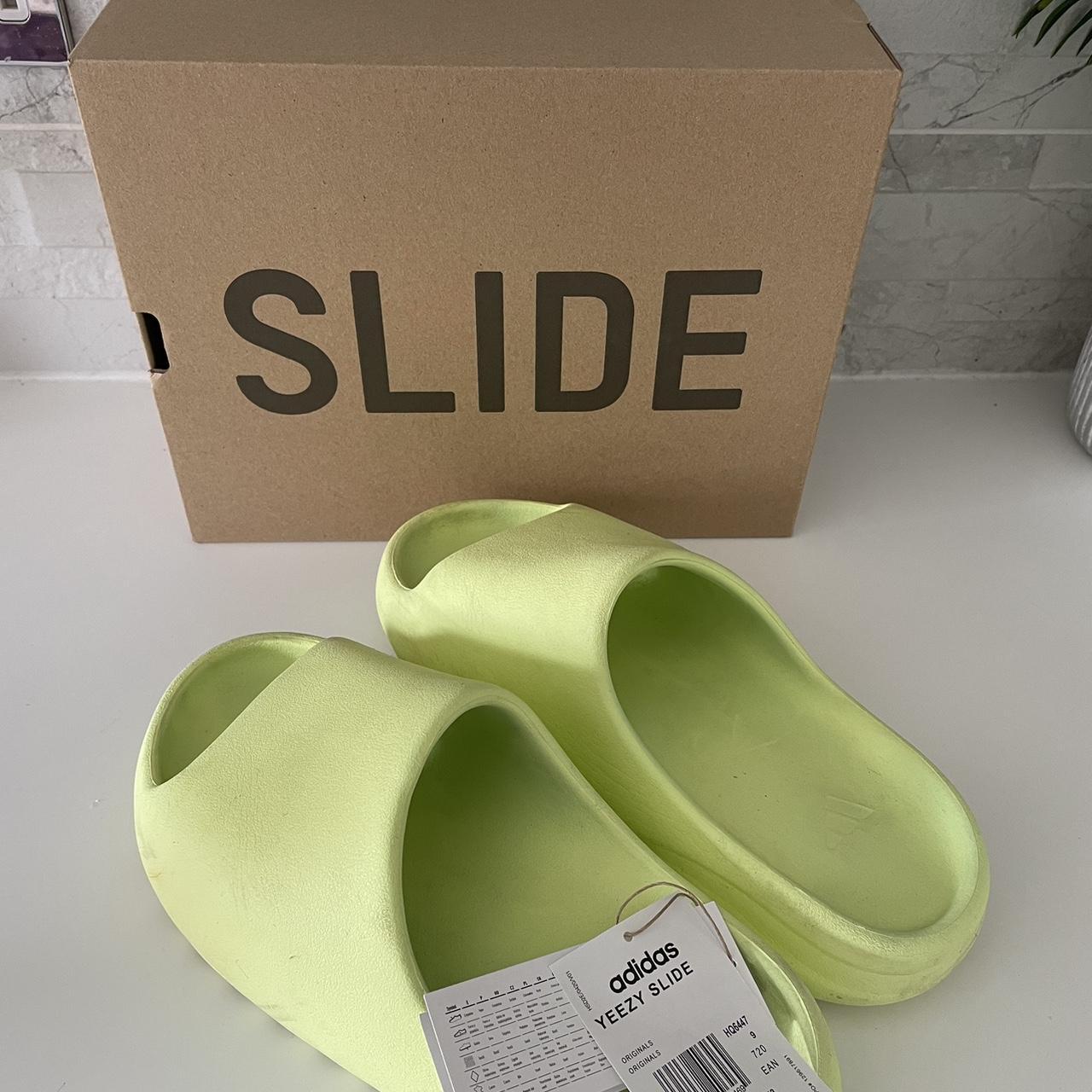 Yeezy Men's Green Slides Depop