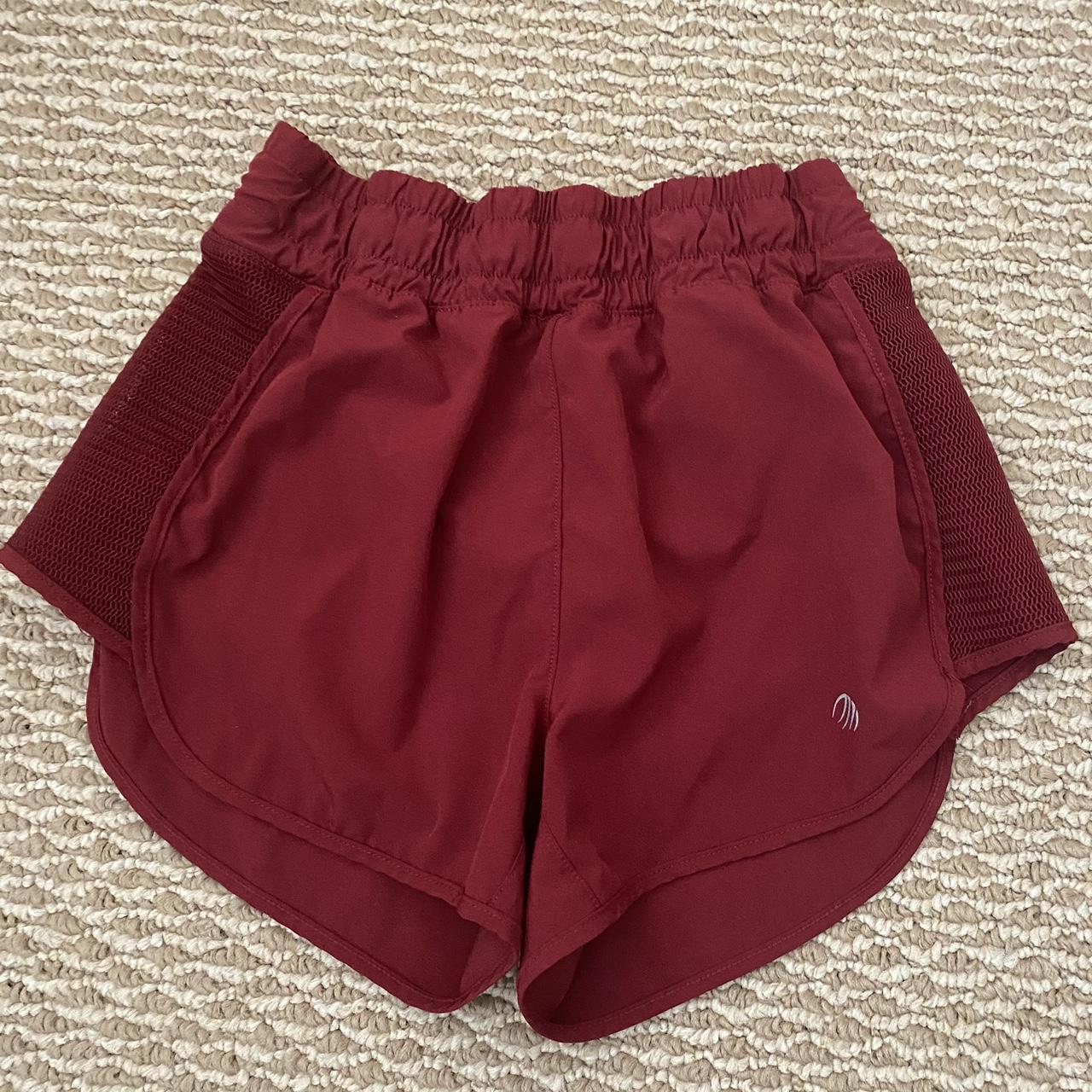 red high waisted athletic shorts size xs worn once... - Depop