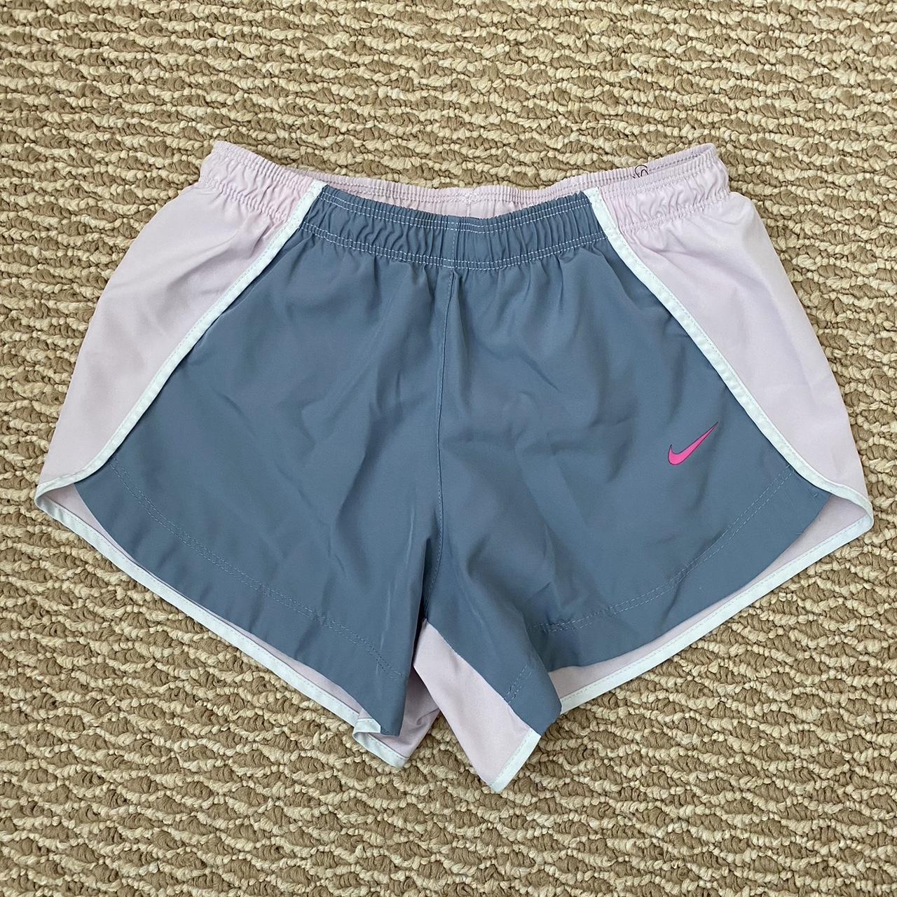 two tone blue nike dri-fit atheltic shorts teal and - Depop