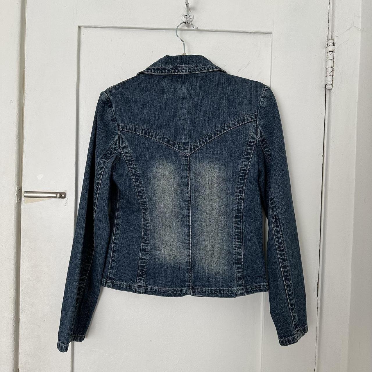 Super AMAZING y2k cybercore denim jacket with big... - Depop