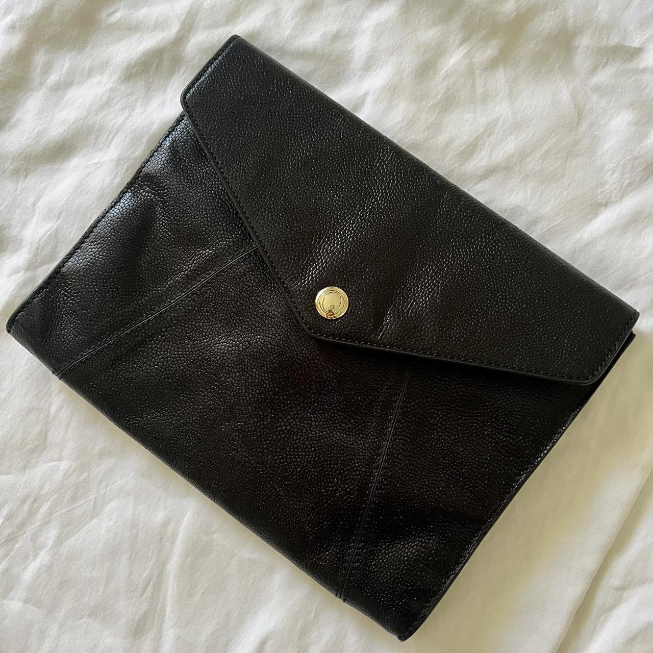 Oroton black leather medium pouch Minimal use -... - Depop
