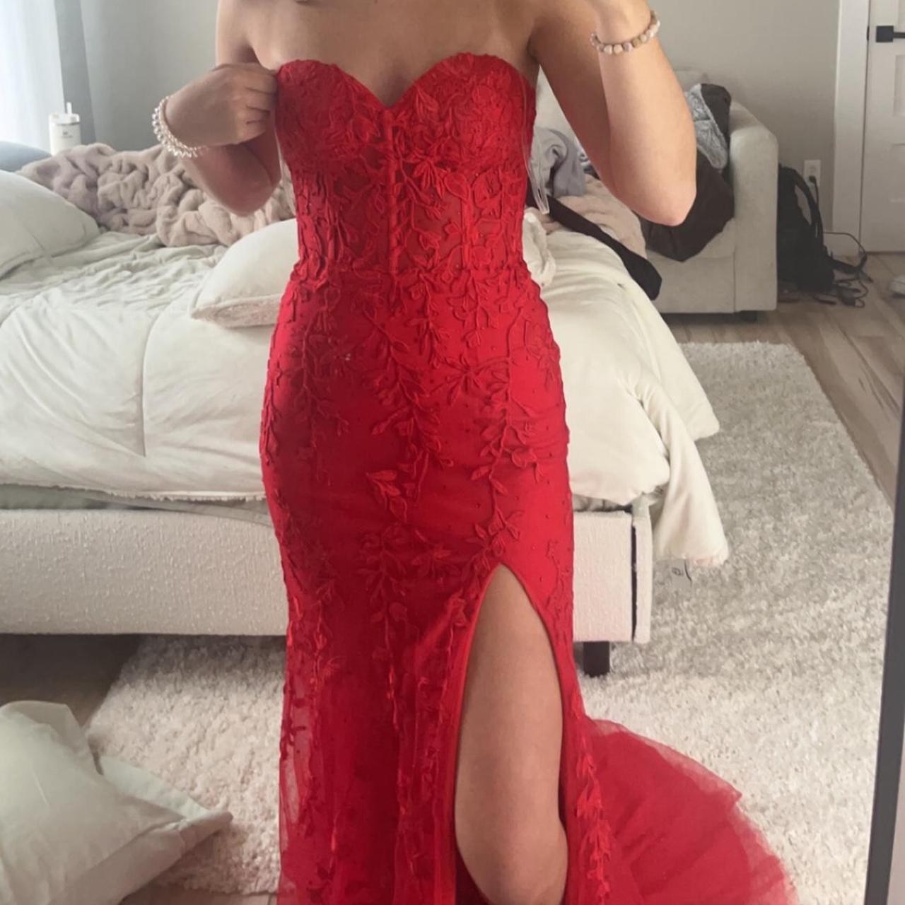 red-strapless-prom-dress-size-2-worn-once-sherri-depop