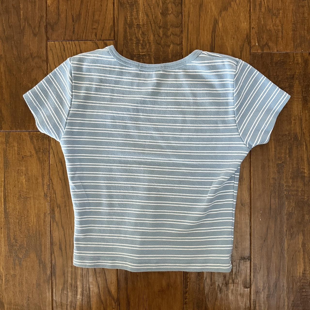 Brandy Melville Blue Striped Crop Top One Size Depop