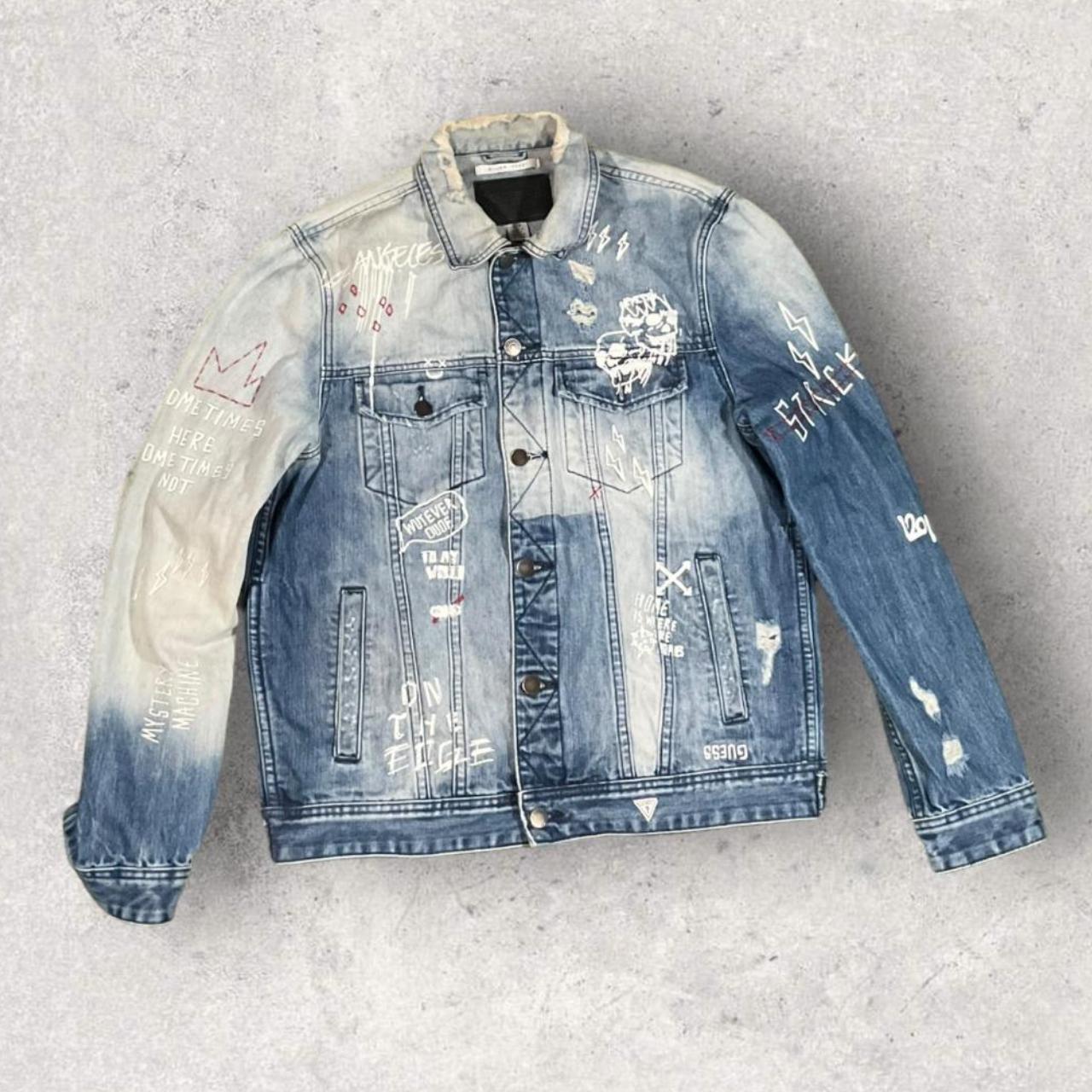 G by Guess denim jacket high quality small distressed NWT