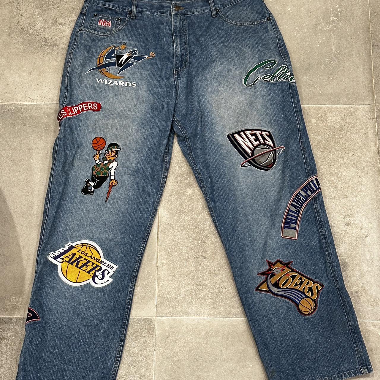 スーパーセール期間限定 BAGGY TEAMS NBA AOP EMBROIDERED UNK Y2K JEANS Depop | Size パンツ