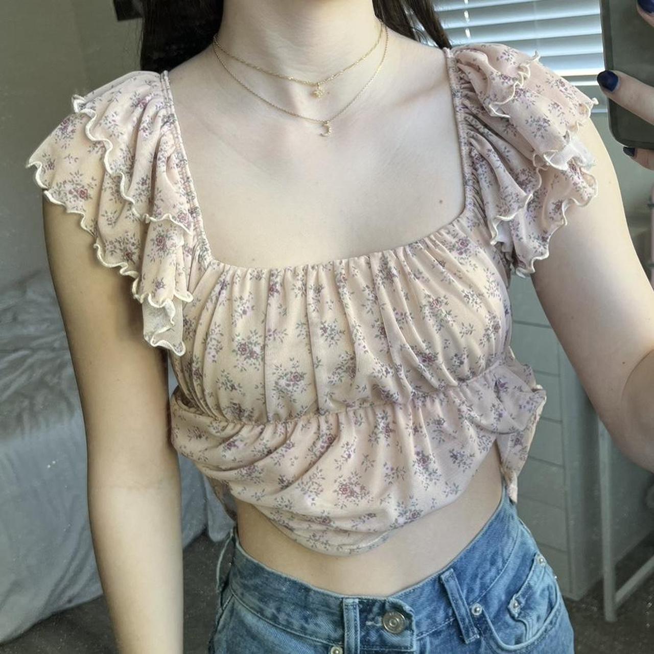 Mesh Babydoll Floral Top Brand: Tilly's or - Depop