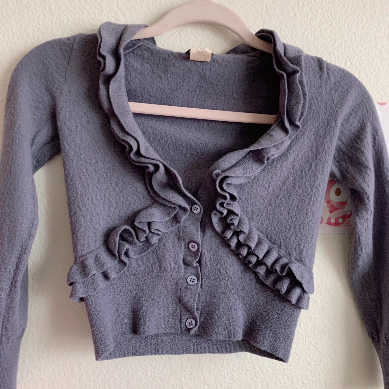 Purple Ruffle Cropped Cardigan ♡ 🎀 No flaws 🎀 Fits... - Depop